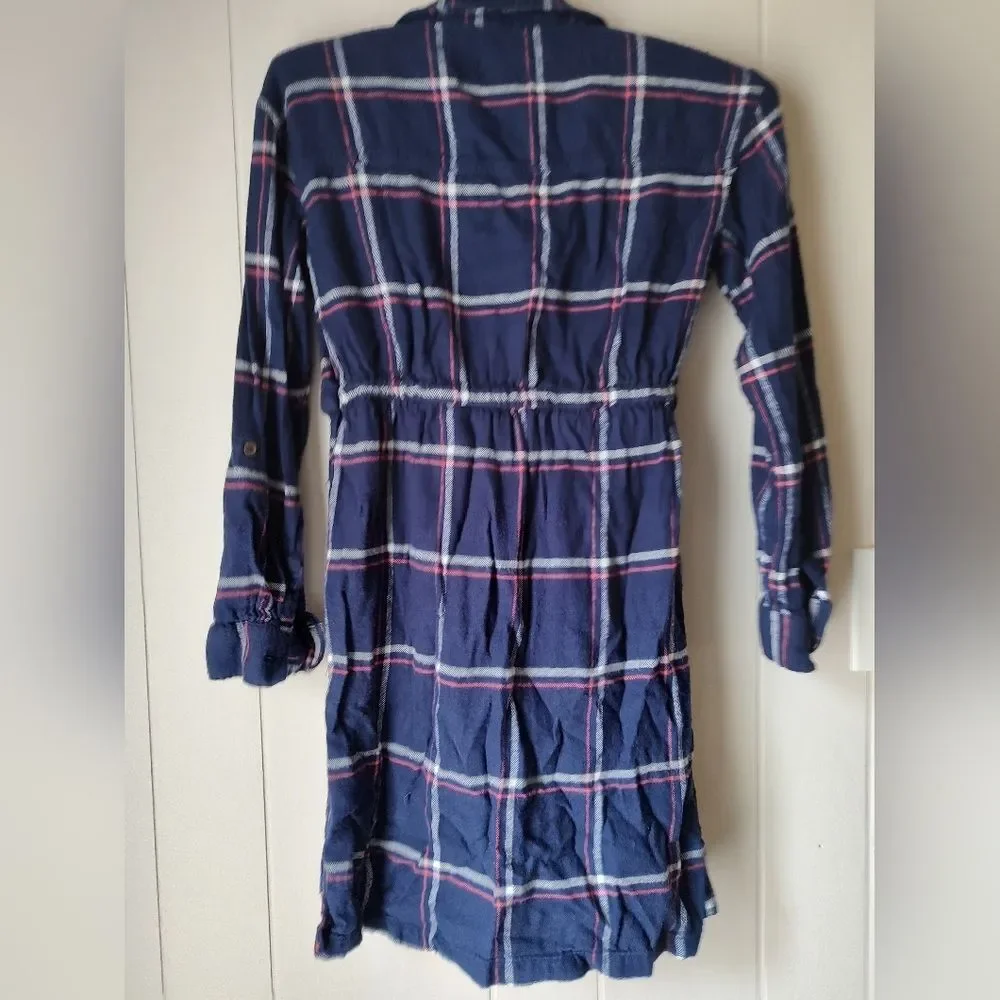 Old Navy Girl's Plaid Flannel Button-Up Dress Size XL 14